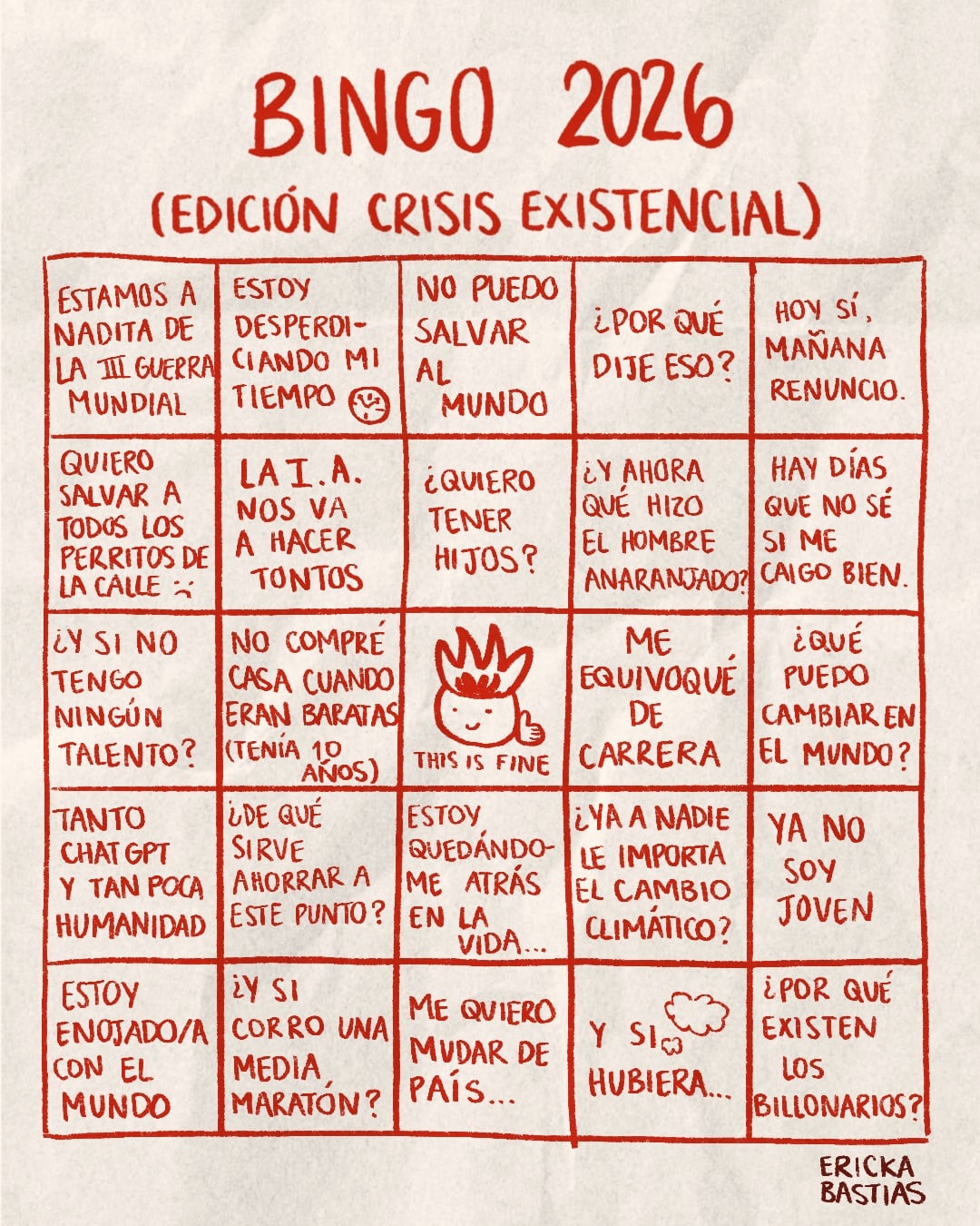 Comedia sobre pensamientos trágicos durante el 2026, por ejemplo: La IA nos va a quitar nuestros trabajos.